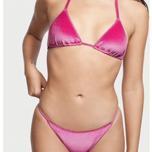 **FINAL CLEARANCE PRICE** Velvet Triangle Swim Bikini Top/Brazilian Bottom Pink